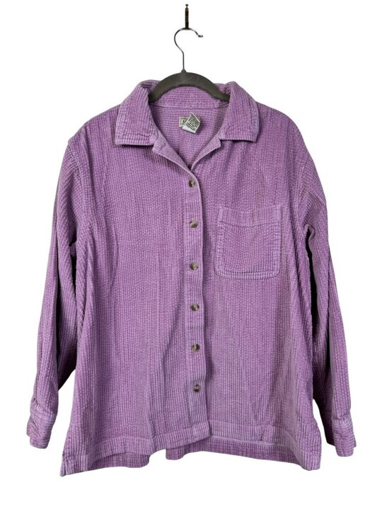 L.L. Bean Jackets & Blazers - L.L. Bean Purple Pink Comfort Corduroy Button Up Shirt Medium Petite 100% Cotton